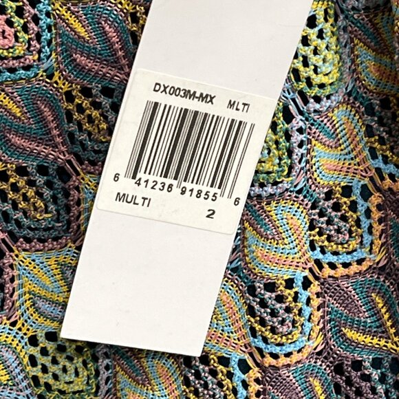 Donna Morgan Dress Womens 2 Crochet Open Knit Lined‎ Midi Boho Hippie Coastal - Picture 5 of 14